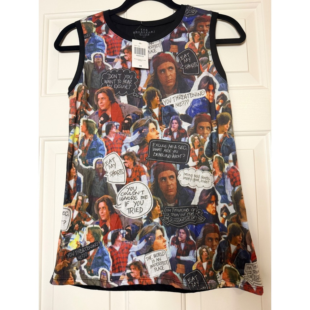 The Breakfast Club John Bender Collage Muscle Tank Top Black Small NWT
